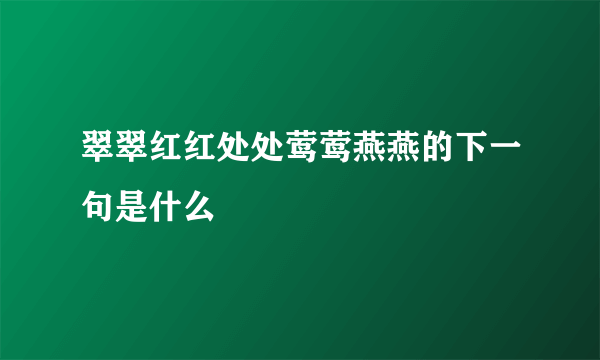翠翠红红处处莺莺燕燕的下一句是什么