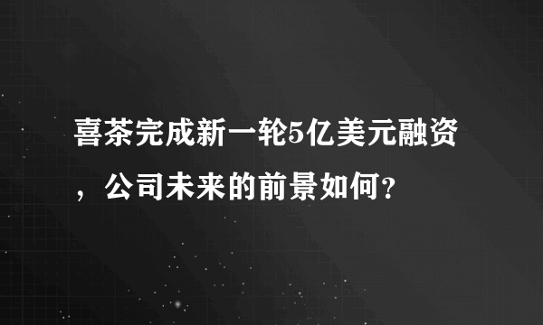 喜茶完成新一轮5亿美元融资，公司未来的前景如何？