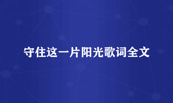 守住这一片阳光歌词全文