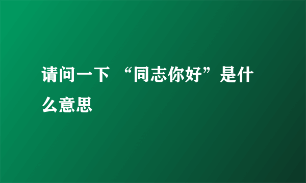 请问一下 “同志你好”是什么意思