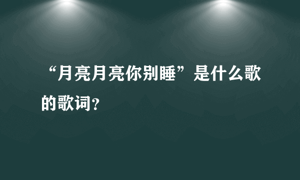 “月亮月亮你别睡”是什么歌的歌词？