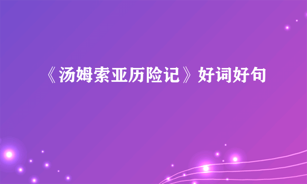 《汤姆索亚历险记》好词好句