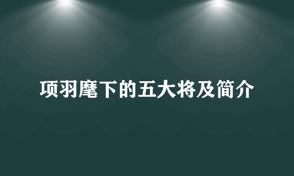 项羽麾下的五大将及简介