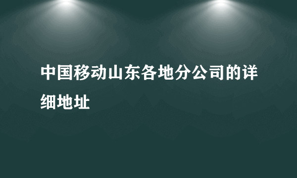 中国移动山东各地分公司的详细地址