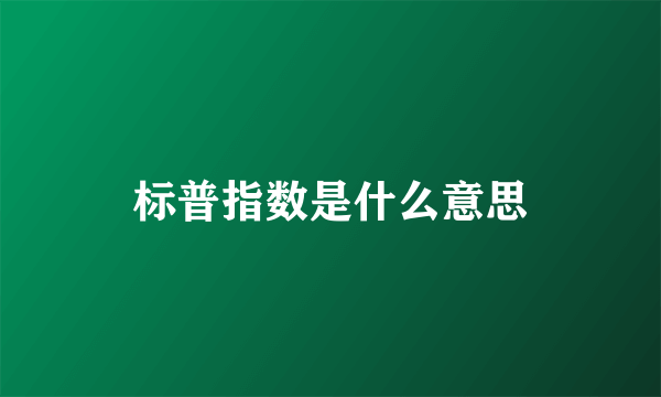 标普指数是什么意思