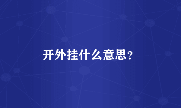 开外挂什么意思？