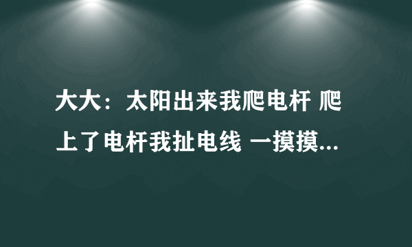 大大：太阳出来我爬电杆 爬上了电杆我扯电线 一摸摸到了高压线啊 把我送进了阎王殿 我给阎王他买