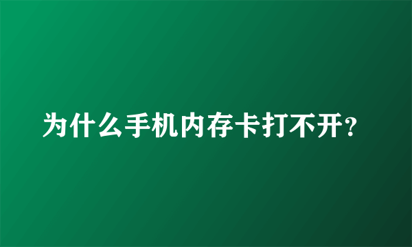 为什么手机内存卡打不开？