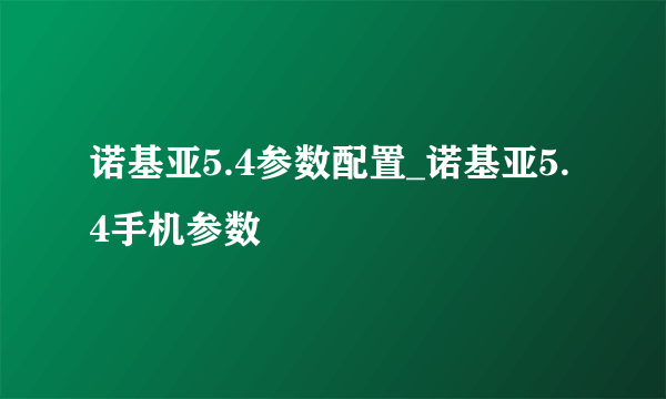 诺基亚5.4参数配置_诺基亚5.4手机参数