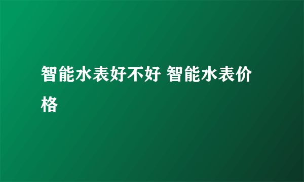 智能水表好不好 智能水表价格