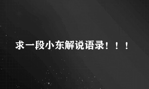 求一段小东解说语录！！！