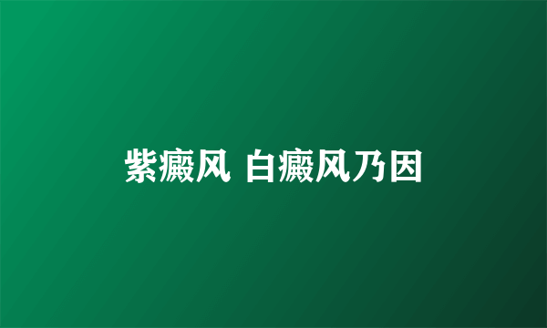 紫癜风 白癜风乃因