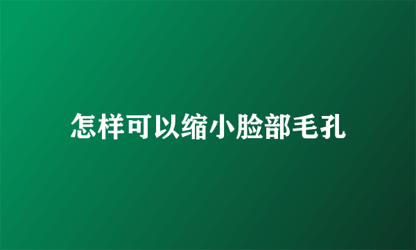怎样可以缩小脸部毛孔