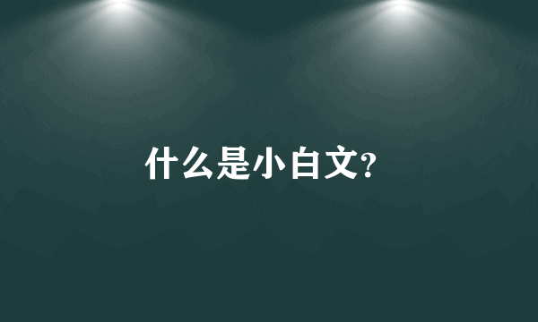 什么是小白文？