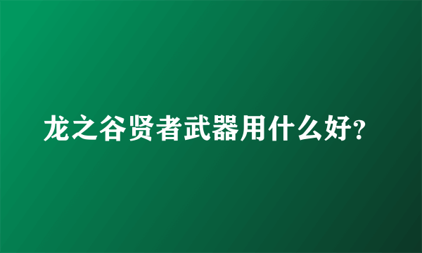 龙之谷贤者武器用什么好？