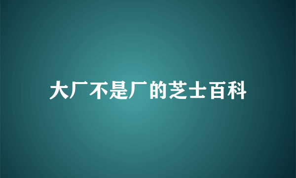 大厂不是厂的芝士百科