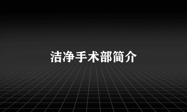 洁净手术部简介