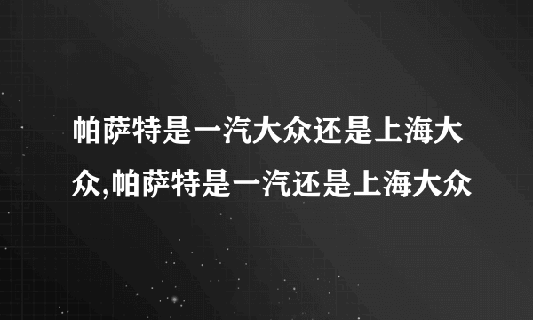 帕萨特是一汽大众还是上海大众,帕萨特是一汽还是上海大众