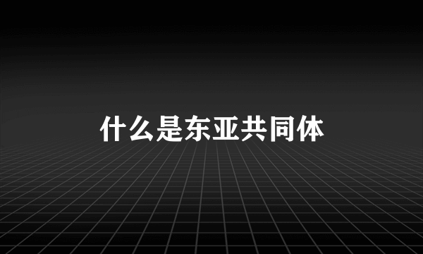 什么是东亚共同体