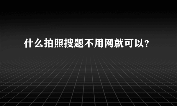 什么拍照搜题不用网就可以？