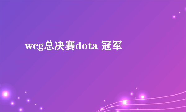 wcg总决赛dota 冠军