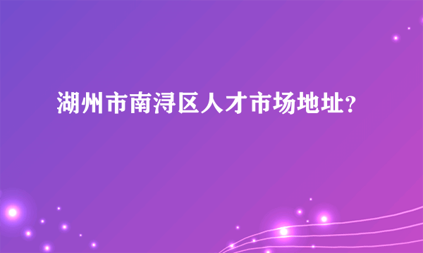 湖州市南浔区人才市场地址？