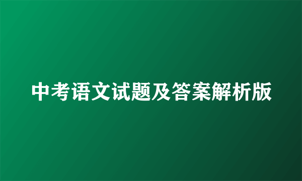 中考语文试题及答案解析版