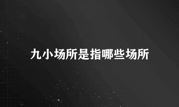 九小场所是指哪些场所