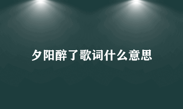 夕阳醉了歌词什么意思