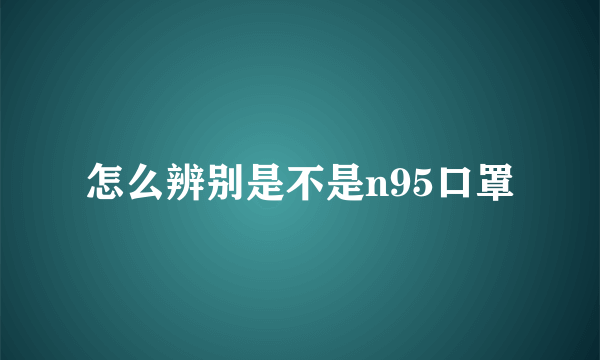 怎么辨别是不是n95口罩