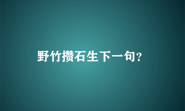 野竹攒石生下一句？