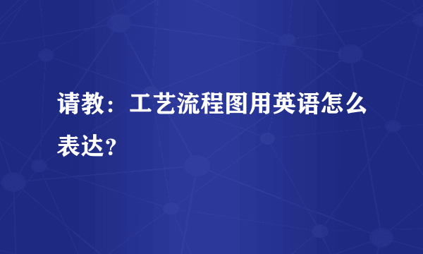 请教：工艺流程图用英语怎么表达？
