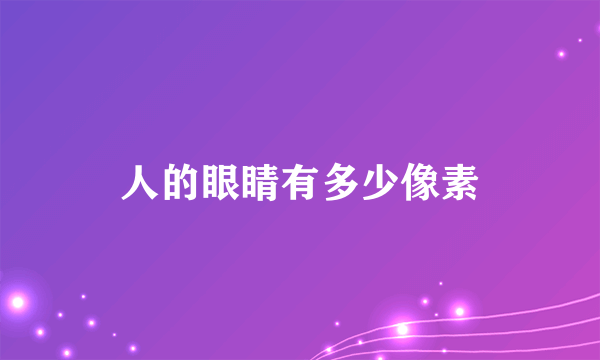 人的眼睛有多少像素