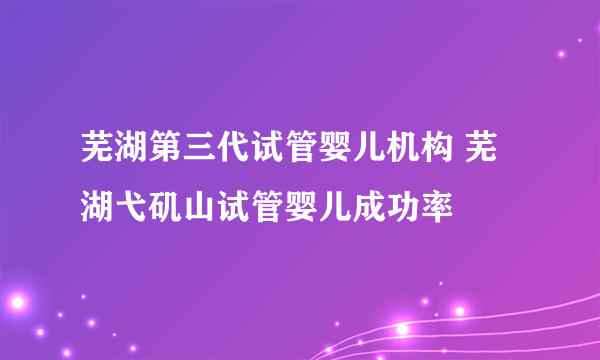 芜湖第三代试管婴儿机构 芜湖弋矶山试管婴儿成功率