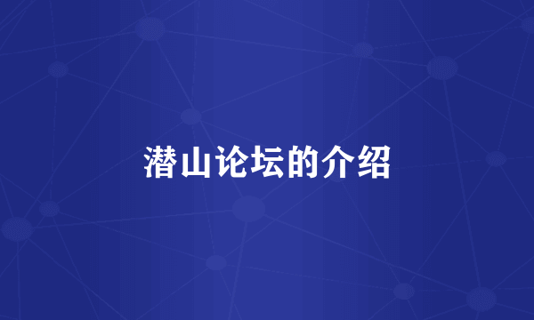 潜山论坛的介绍