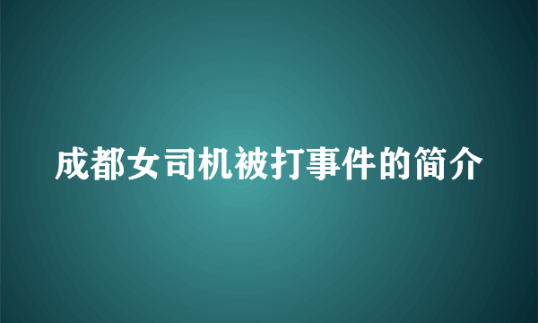 成都女司机被打事件的简介