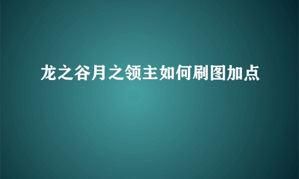 龙之谷月之领主如何刷图加点