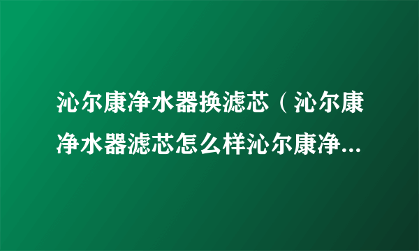 沁尔康净水器换滤芯（沁尔康净水器滤芯怎么样沁尔康净水器滤芯价格）