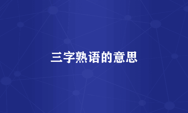 三字熟语的意思