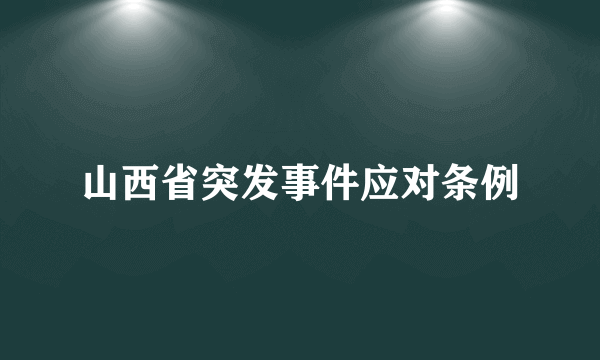 山西省突发事件应对条例