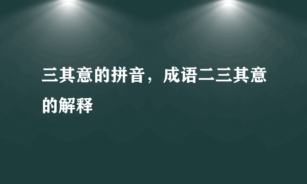 三其意的拼音，成语二三其意的解释