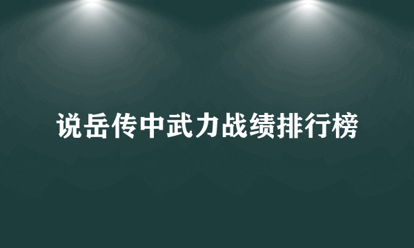 说岳传中武力战绩排行榜