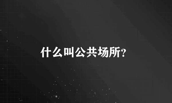 什么叫公共场所？