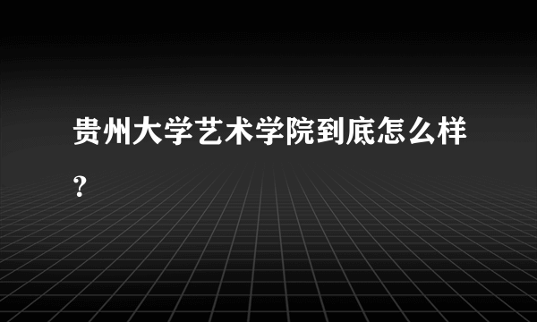 贵州大学艺术学院到底怎么样？