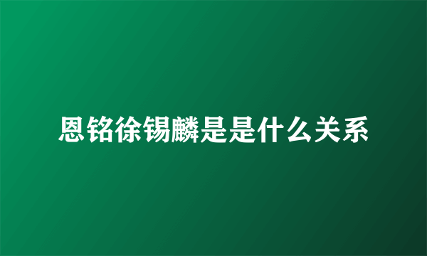 恩铭徐锡麟是是什么关系