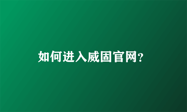 如何进入威固官网？