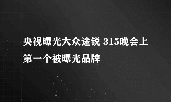 央视曝光大众途锐 315晚会上第一个被曝光品牌