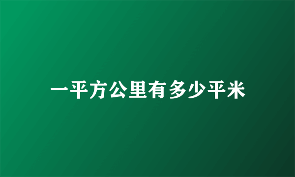 一平方公里有多少平米