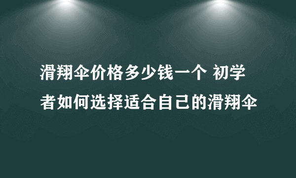 滑翔伞价格多少钱一个 初学者如何选择适合自己的滑翔伞
