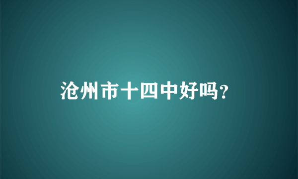 沧州市十四中好吗？